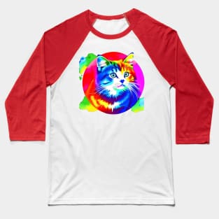 Colorful Rainbow Cats Digital Portrait (MD23Ar007b) Baseball T-Shirt